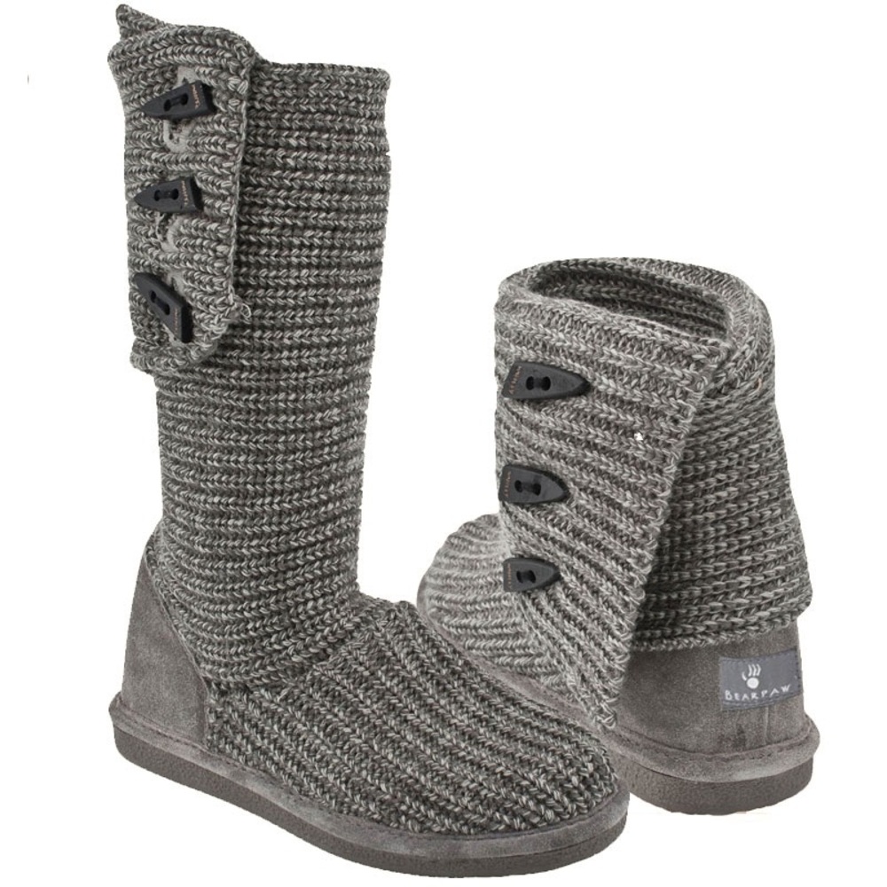 Bearpaw Sweater Knit Boots Size 8 Grey